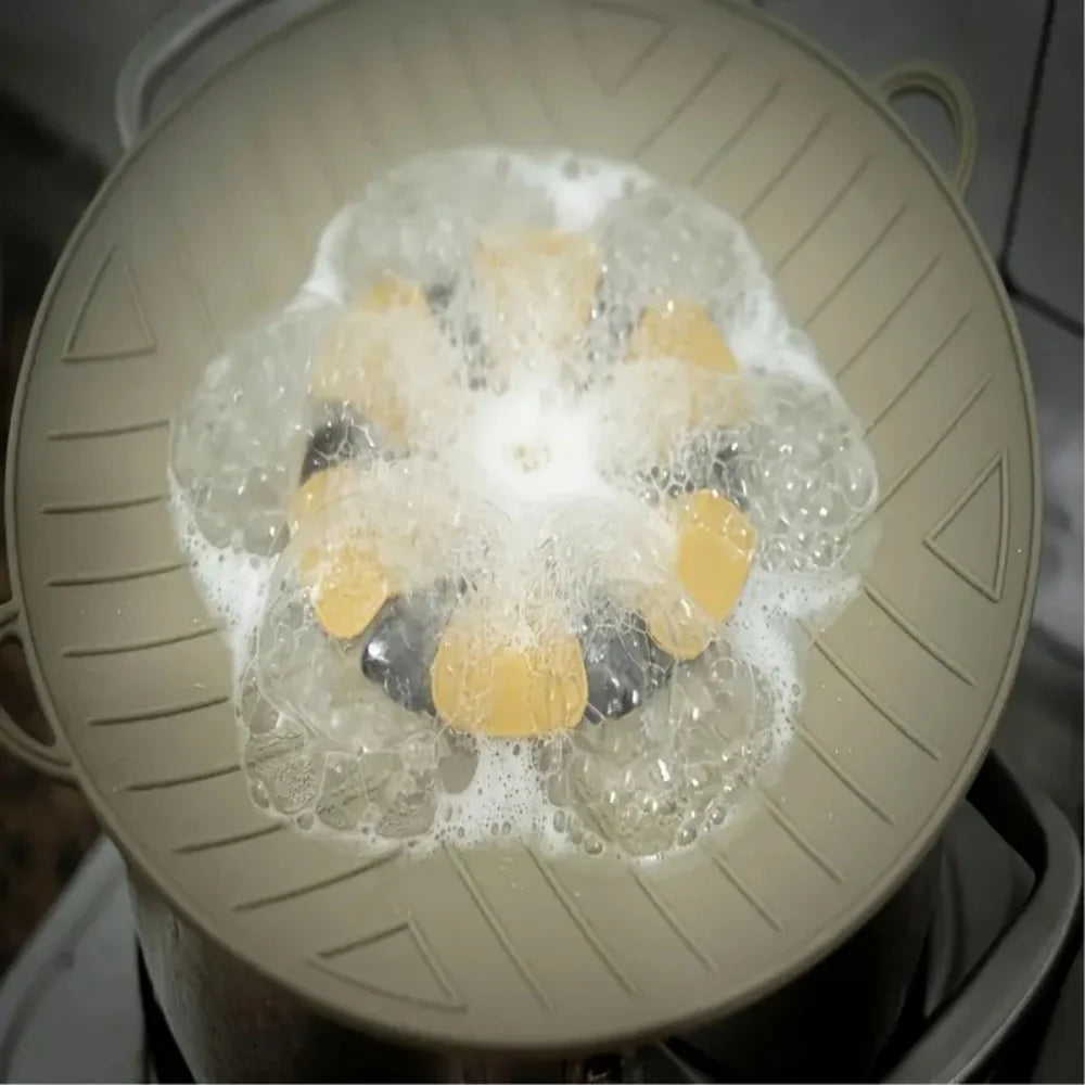 Boiling Protection Cover - High Temperature Resistant Silicone, Microwave Splash Cover, Vent Design, Detachable, Easy to Clean
