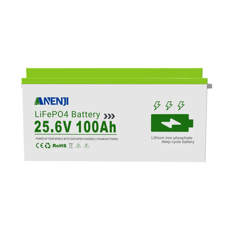 ANENJI 24V 12V 100Ah LiFePO4 Solar Battery Lithium Battery Pack Built-in BMS Grade A Cells 6000+ Cycle For Home Energy Storage