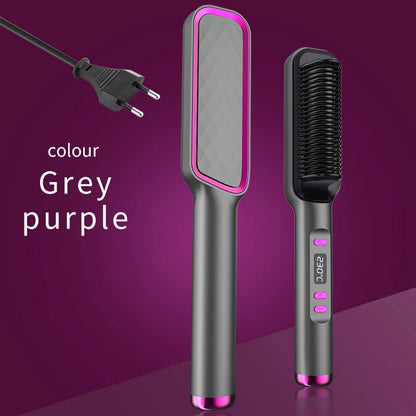 Hair Straightener Ceramic Hot Comb 2 in 1 Electric Straighten Hair Brush Negative Ion Fast Heating Styling Tool ﻿