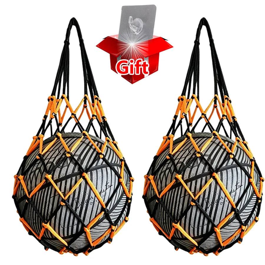 4/1Pc+Gift Basketball/Football Net Bag Thick Woven Net Basketball Storage Durable Nylon Training Net Bag for all kinds of balls