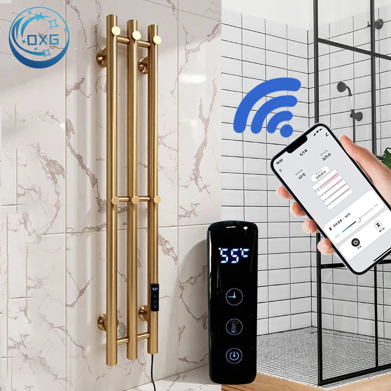 OXG Electric Heated Towel Rack Wall Mounted Bathroom Towel Warmer Dryer Heater 3 Bars Timer Touch Control WiFi Energy Saving