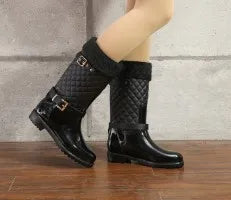 2023 fashion quality water rain shoes warm women's plaidlady rain boots in the rain boots ladys rainboots women boots shoes