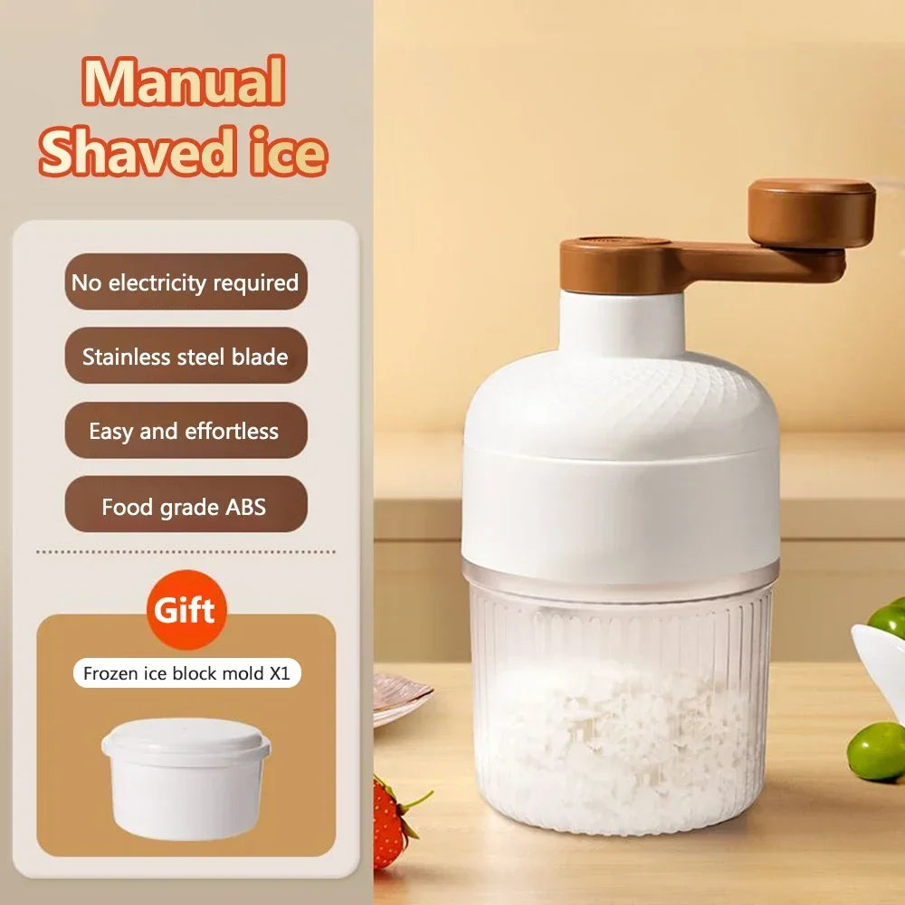 Mini Portable Ice Crusher & Smoothie Maker | Hand Operated Shaved Ice & Milkshake Machine | Household Kitchen Tool for Home & Outdoor