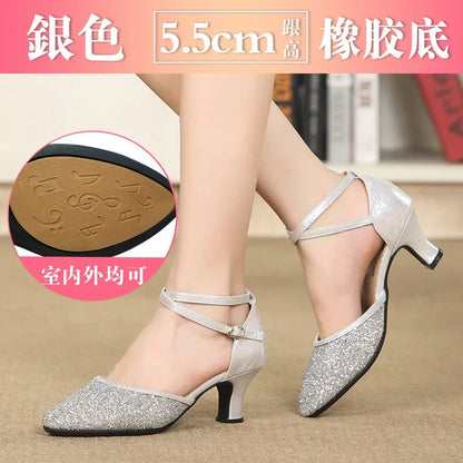 New Sequin Red Black Gold Silver Women Ballroom Tango Salsa Latin Dance Shoes / Cheap Closed Toe Salsa Shoes Soft Sole