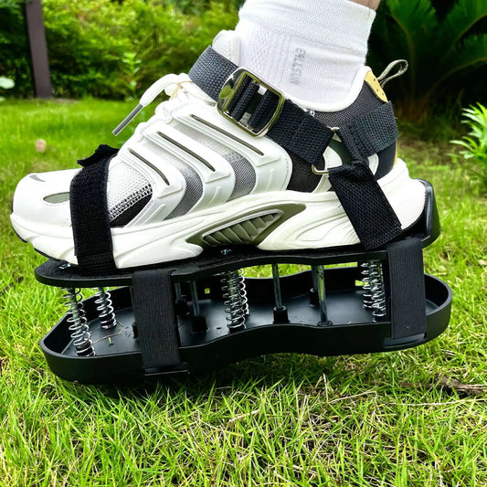 Lawn Aerator Shoes for Grass Layer with Spiked Bottom Spring Base Adjustable Strap with Hook Loop Strap for Yard Lawn Garden Use