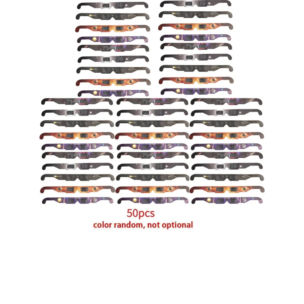 1-100pcs Paper Solar Eclipse Glasses Anti-uv Viewing Glasses Safe Shades Observation Solar Glasses Protect Eyes Random Color