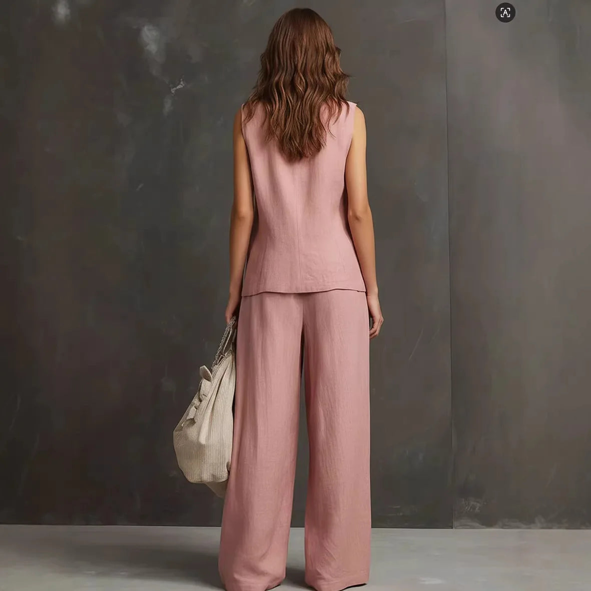Outfits For Women 2 Piece Set Single-breasted Vest Pocket Solid Color Top Women Pocket Wide-leg Trousers Women's New Summer Suit