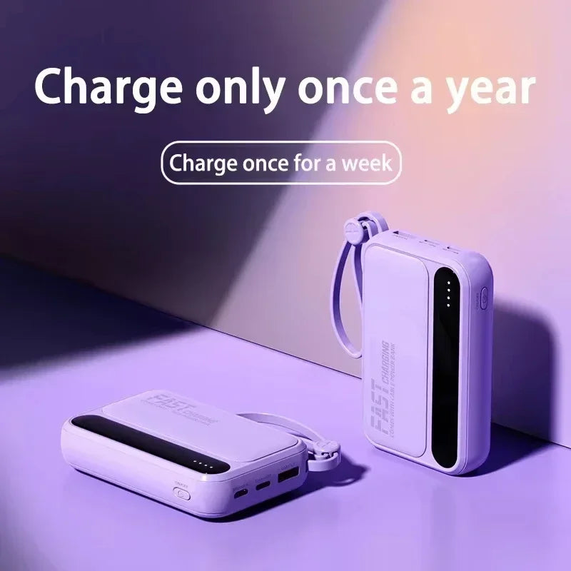 Lenovo CCC 500000mAh 4 Cables High Capacity Mini Power Bank Fast Charging Portable External Battery Supply New For iPhone Xiaomi