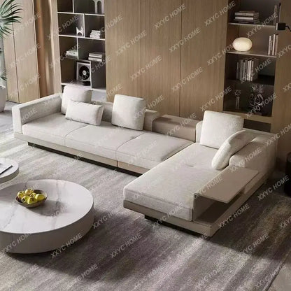 LX cotton and linen concubine fabric sofa light luxury large flat floor living room straight row combination sofa