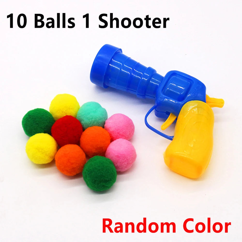10-100pcs Cat Plush Ball Shooting Gun Funny Cat Toys Interactive Launch Training Toy for Pet Kitten Creative Mini