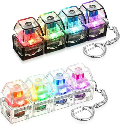 1pcs LED Keyboard Keycap Stress Relief Keychain  4 Button Fidget Tool for Adult Kids Office Decompression Gadget Tech Keychain