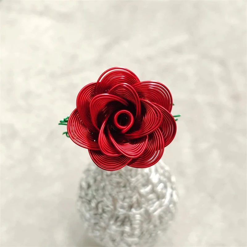 Aluminum Wire Eternal Rose Decoration (1 Piece) - Creative Eternal Love Artificial Flower DIY For Valentine's Day Wedding