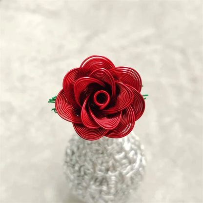 Aluminum Wire Eternal Rose Decoration (1 Piece) - Creative Eternal Love Artificial Flower DIY For Valentine's Day Wedding