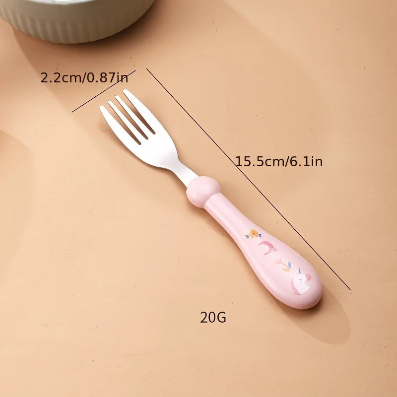 Set Of 2 Stainless Steel Children's Cutlery Spoon/fork Box Suitable For Baby Cutlery, Ideal As A Gift For Mothers And Babies