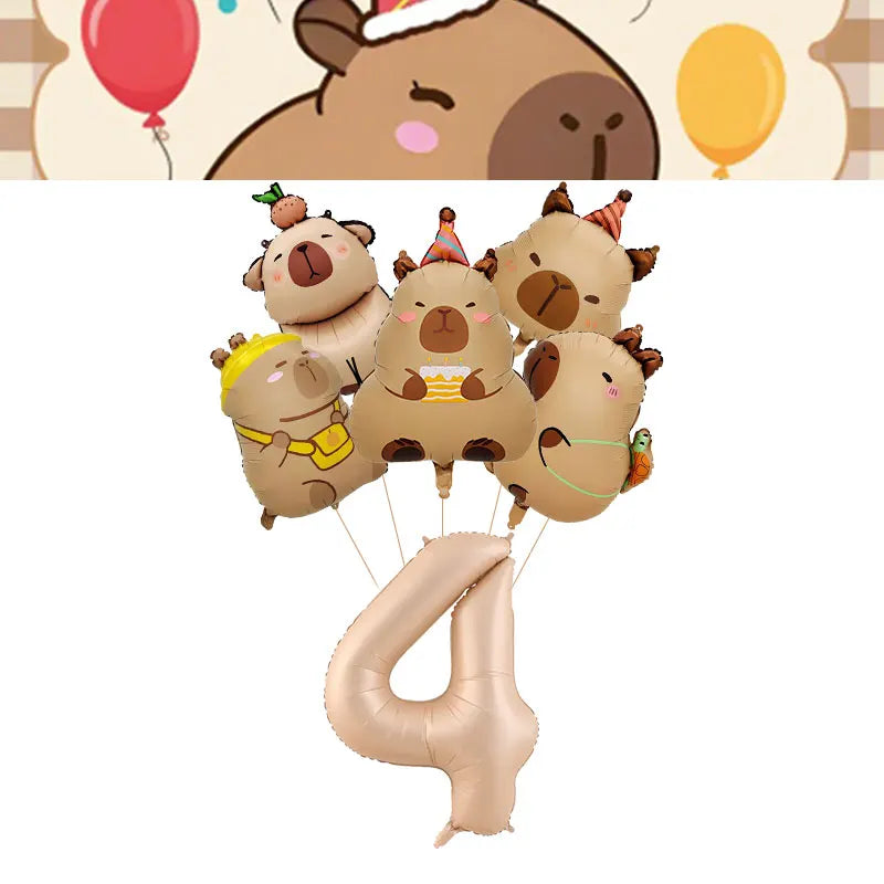 Capybara Decoration Birthday Party Favors Tableware Set Cup Plate Balloons Gift Bags Happy Banner Cake Topper Supplies for Girls