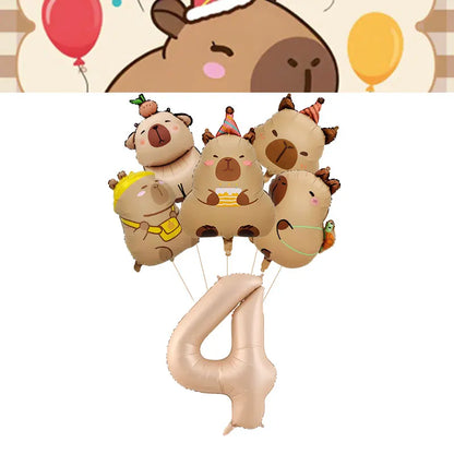 Capybara Decoration Birthday Party Favors Tableware Set Cup Plate Balloons Gift Bags Happy Banner Cake Topper Supplies for Girls