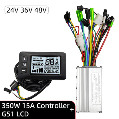 E-bike Brushless Motor Controller 24V 36V 48V 250W 350W with G51 LCD Display Kit Universal for Electric Folding Bike Scooter