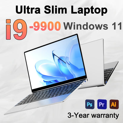 New 14.1' Laptop Intel Core I9-9900 32GB 2TB Gaming PC Ultra Slim Office Study Computer PC Windows 11 Pro 1920*1080 HD
