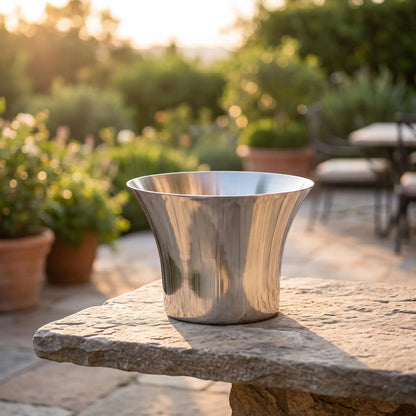 Champagne Tub with Pedestal Base Silver Wine Cooler Reflective for Bartenders