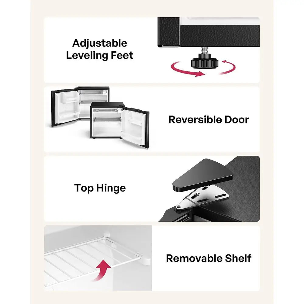 Compact Single-Door Refrigerator with Freezer, Adjustable Rack, Energy-Saving for Bedroom, Dorm, Office, Low Noise, Black