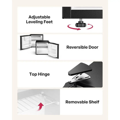 Compact Single-Door Refrigerator with Freezer, Adjustable Rack, Energy-Saving for Bedroom, Dorm, Office, Low Noise, Black
