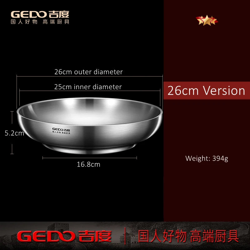 Ultra Thick 304 Stainless Steel Banquet Plate LFGB Certification Heat Insulation Dinner Dish Fall Resistant Baby Tableware