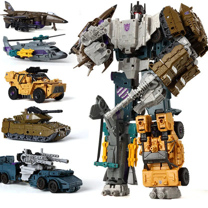HZX 6 en 1 Devastator Haizhixing juguetes de transformación figura de acción de Anime KO G1 Robot avión vehículo de ingeniería m