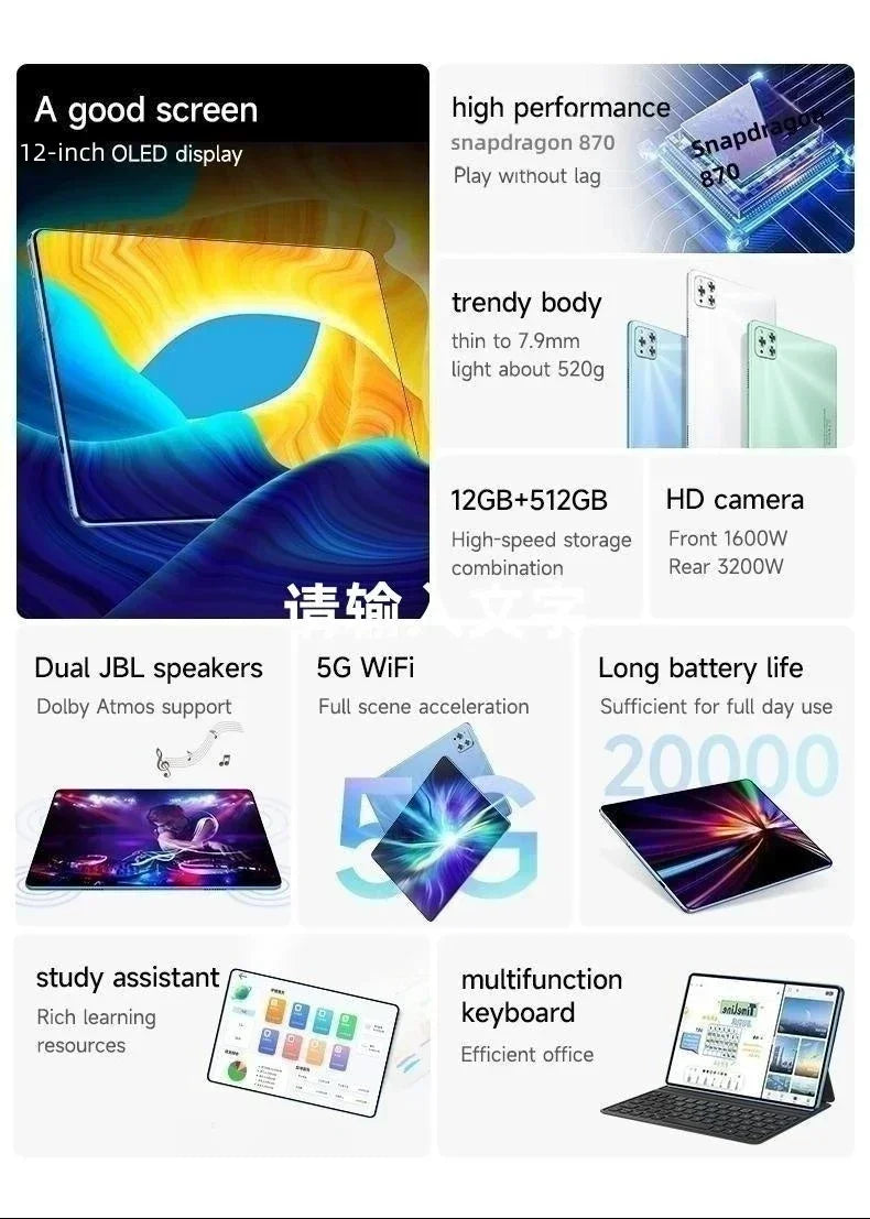 HOT iPad Air PRO 24GB+2TB 5G Dual SIM Tablet Global Version Original 20000mAh 11" Tablet PC Android Upgraded Children's Kids Tab