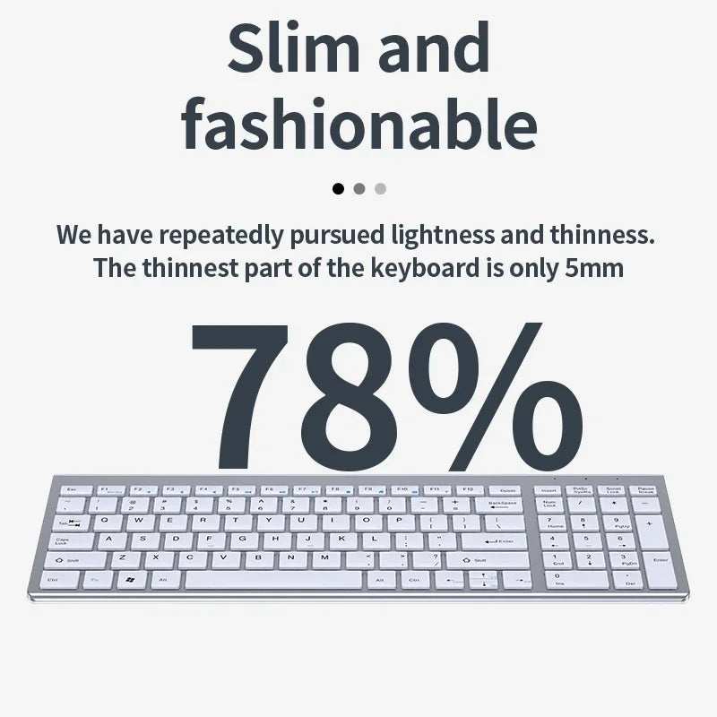 Wireless Keyboard and Mouse Combo Bluetooth 5.0 & 2.4G Rechargeable Multimedia Keyboard Mouse Set for Laptop PC TV iPad Android
