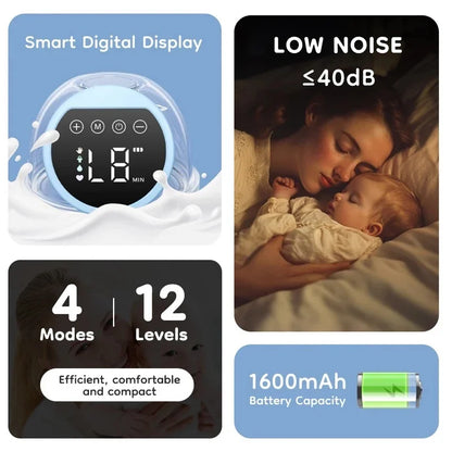 Hands‑Free Wearable Breast Pump, 19/24mm Flange Portable Electric Breast Pump, Quiet Comfortable Rechargeable Breastfeeding Pump