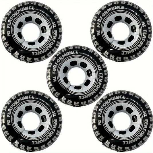 5pcs Tire Foil Balloons - Car Themed Birthday Party Decorations for Boys, Racing & Monster Truck Party Supplies