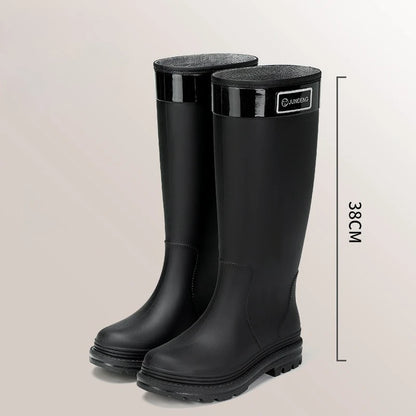 Adult Fashion Tall Rain Shoes Women's Water Boots Velvet Waterproof and Non-slip Outer Snow Boots