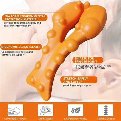 Neck stretchers and shoulder massagers, cervical and back traction devices, used to relieve shoulder joint pain and spinal pain