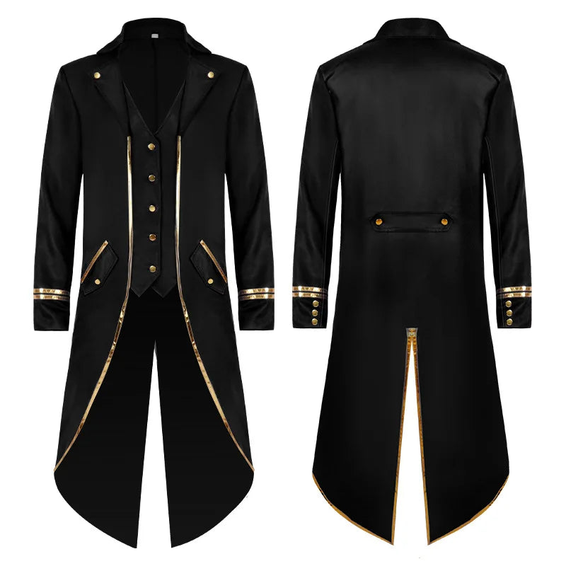 Men's Classic Medieval Vintage Tailcoat Halloween Cosplay Victorian Renaissance Style Steampunk Medieval Jacket Costume