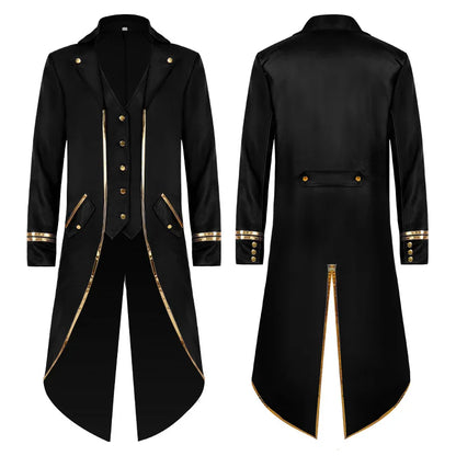 Men's Classic Medieval Vintage Tailcoat Halloween Cosplay Victorian Renaissance Style Steampunk Medieval Jacket Costume