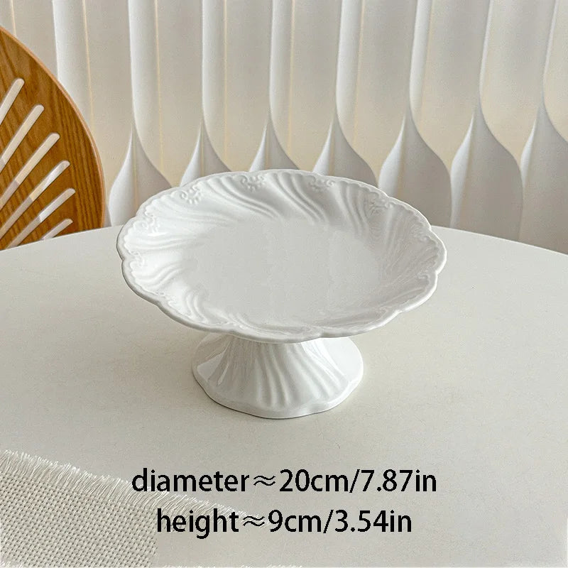 New French Minimalist Style High Temperature Fired Ceramics Plates Dinner Sets Stem-Dish Rice Fruit Bowl Salad Plate Tableware