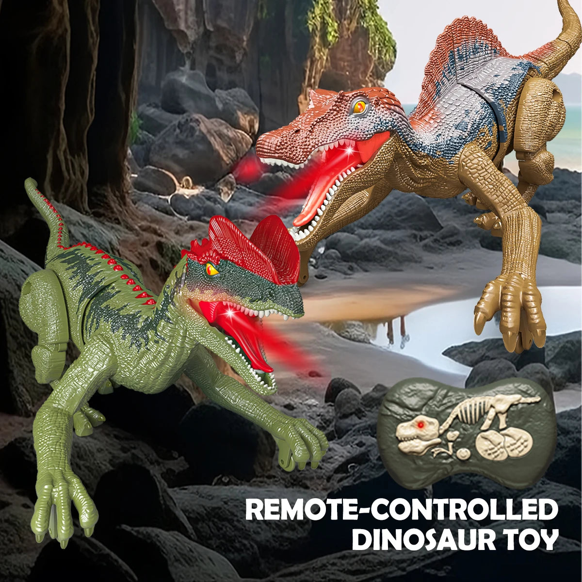 2.4GHz Remote Control Dinosaur Toys, Walking Robots Model with Lights and Sound for Kids Gifts