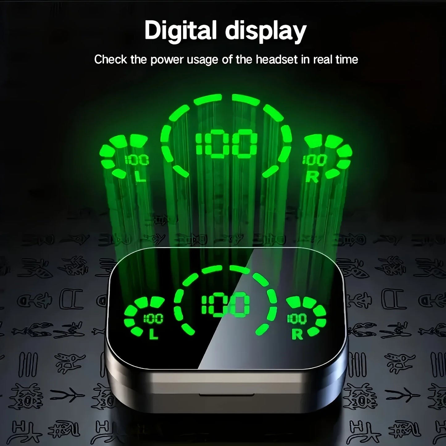 Original YD03 TWS Earphone Flashlight Wireless Headset 9D Noise Reduction 5.2 Bluetooth Headphone LED Display Touch Control Gift