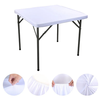 Square Elastic Edge Fitted Table Cover Stretch Cocktail Tablecloth For Wedding Picnic Banquet Party Decor Table Cloth