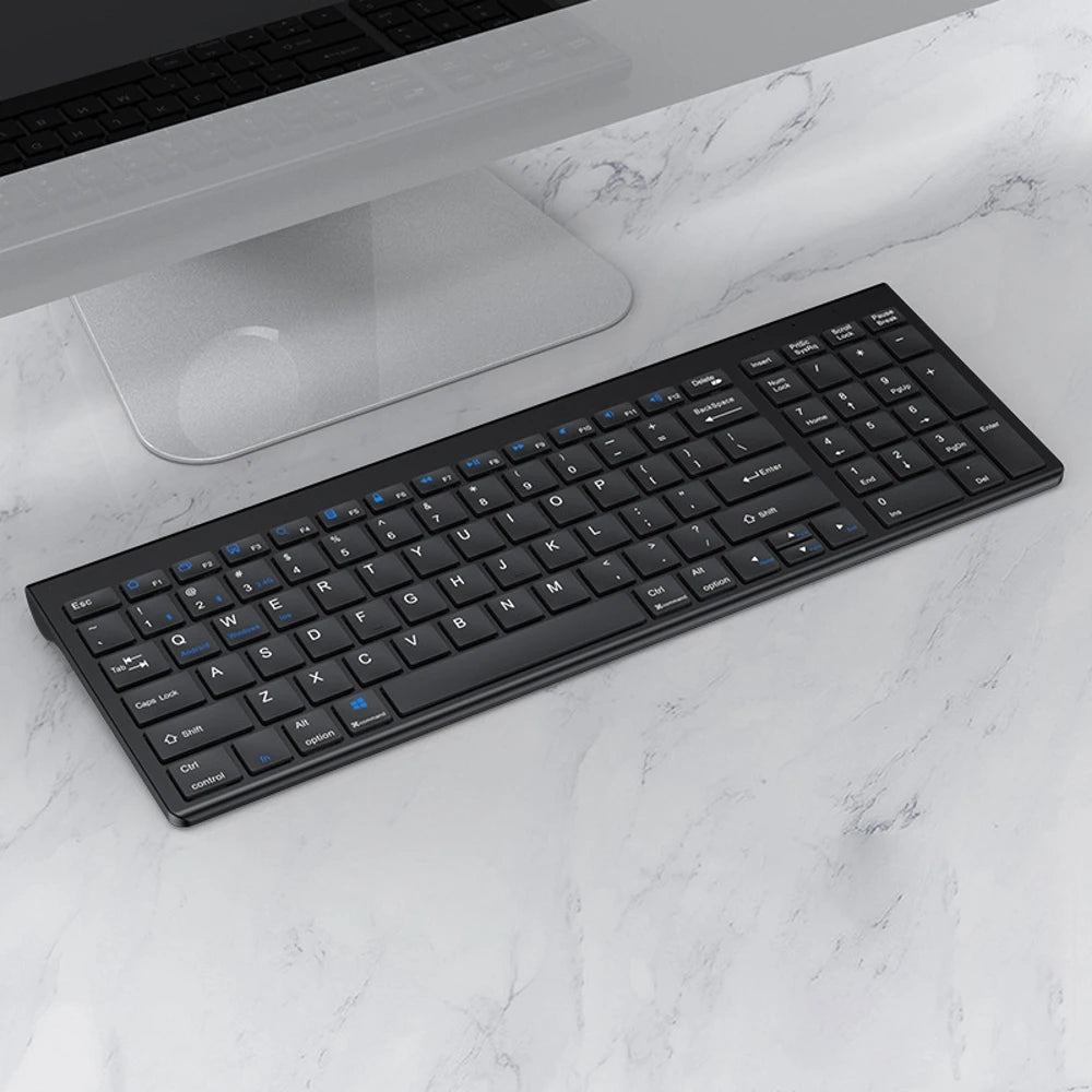 2.4G Wireless & bluetooth Keyboard Mouse Set Rechargeable Ultra-thin Computer Office Gaming Silent Slim Keyboard Mouse for ipad