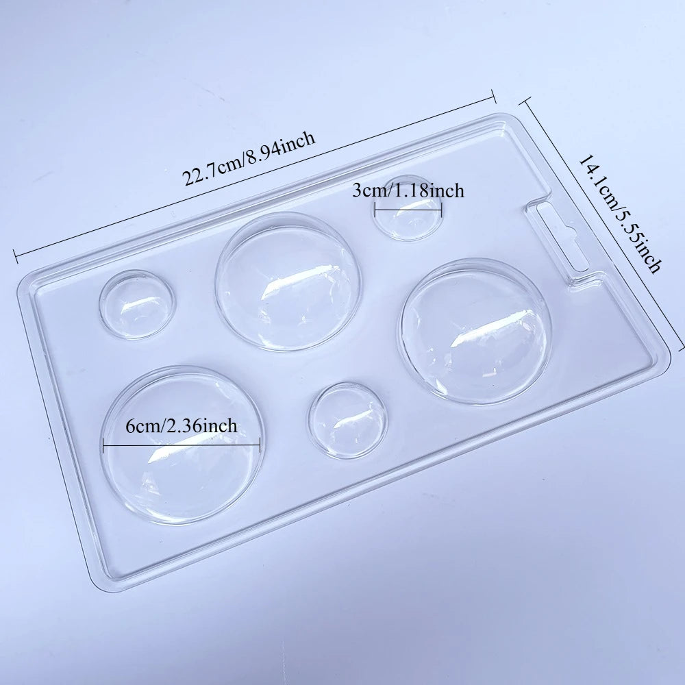 Hot Chocolate Sphere Molds 5Pcs 2 Sizes Hemisphere Food Grade PET Clear Moulds with Kraft Box for Cocoa Candy Soap