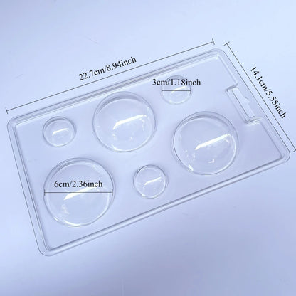 Hot Chocolate Sphere Molds 5Pcs 2 Sizes Hemisphere Food Grade PET Clear Moulds with Kraft Box for Cocoa Candy Soap