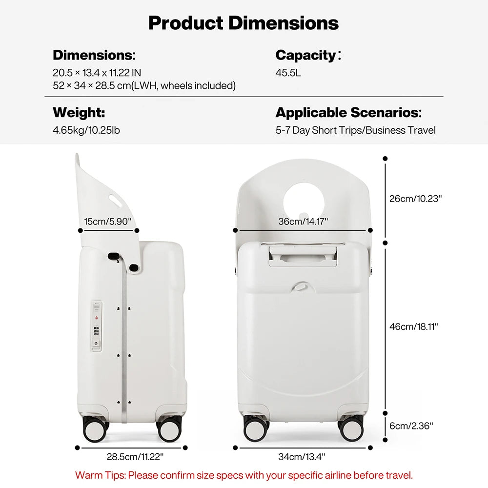 Mixi New Design 20 Inch Ride On Suitcase for Kids Luggage with Seat PC Aluminum Frame Check in Lugguage
