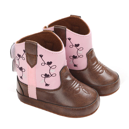 0-18M Retro Baby Boots Fashion PU Winter Boys Girls Shoes Non-Slip Soft Sole First Walker Winter Warm Snow Boots Crib Shoes