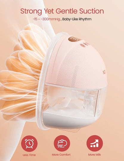 NCVI 2Pack Wearable Breast Pump Hands-Free 1500mAh Battery Quiet LED Display 4 Modes 9 Levels 300mmHg Suction Anti-Leakage 19-24mm Flanges for Nursing Moms