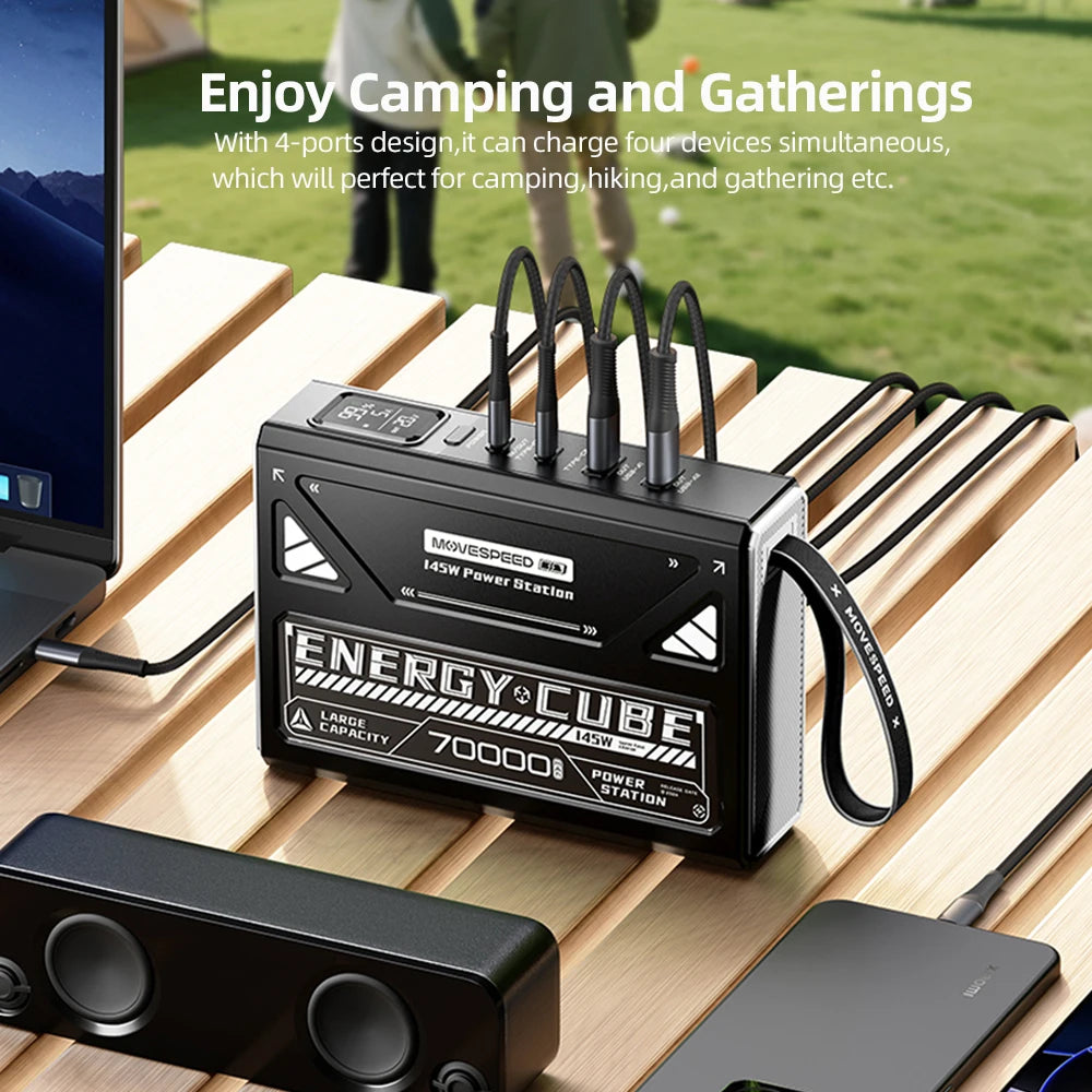 MOVESPEED 140W Power Bank 70000mAh Large Capacity External Battery Charger Outdoor Camping Power Station for LaptopMacBook Pro