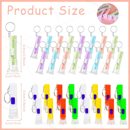 30-200Pcs Mini Flashlight Keychain Bulk LED Torch Flashlight Birthday Party Favor School Prizes Guest Souvenir Festival Gifts