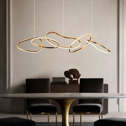 Modern Rings Pendant Lights Black&Golden for Living Dining Room Bedroom Ceiling Chandelier Lamps Indoor Hanging Lighting Fixture