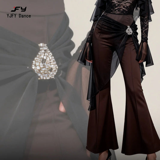 Customized Slim-Fit Latin Modern Dance Pants for Women Fashionable Premium Ballroom Dance Trousers Group Stage Bottom Wear