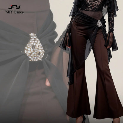 Customized Slim-Fit Latin Modern Dance Pants for Women Fashionable Premium Ballroom Dance Trousers Group Stage Bottom Wear